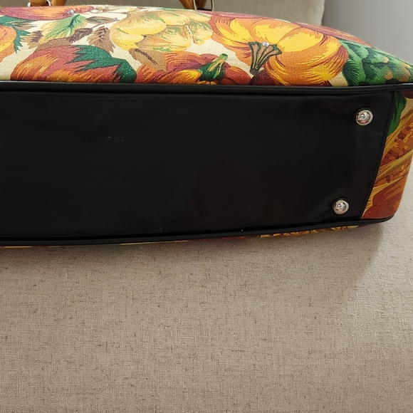 90s Vintage Fall Design Wooden Handle Purse - Picture 2 of 7